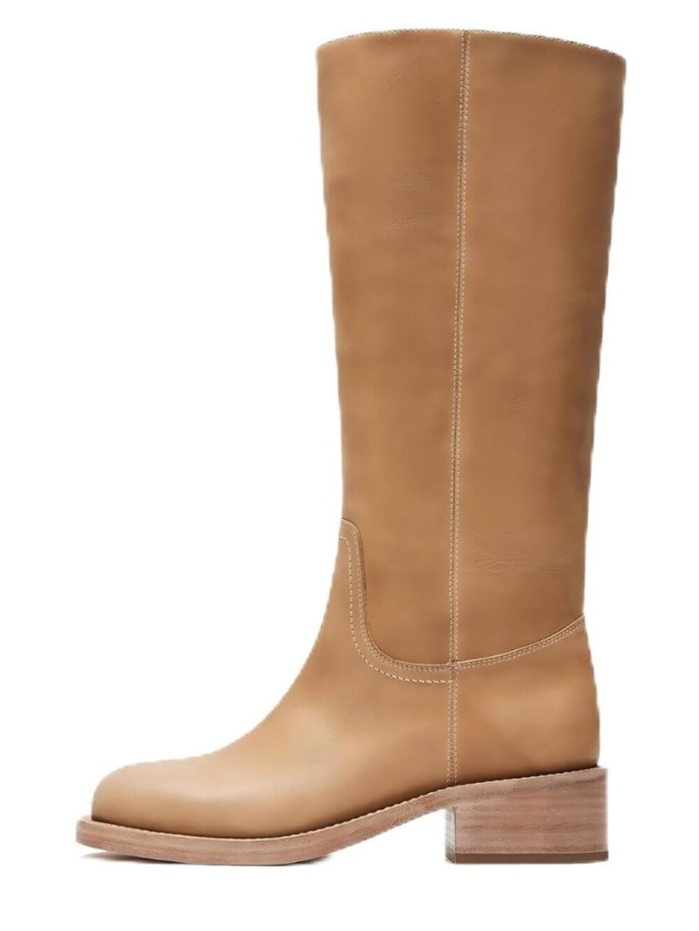 Womens Banana Knee High Boots Square Toe Comfortable Boots Block Heel Riding